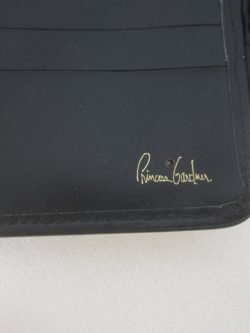 Vtg Princess Gardner Bifold Wallet Black Teal Blue Plaid Cowhide Kiss Lock Purse - Picture 5 of 10